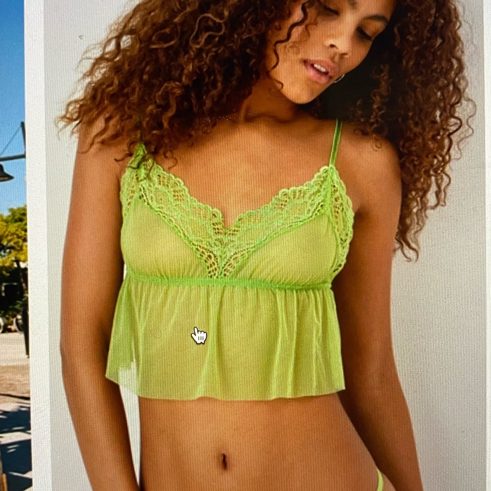 Urban Outfitters Lime Green Lace Chemise